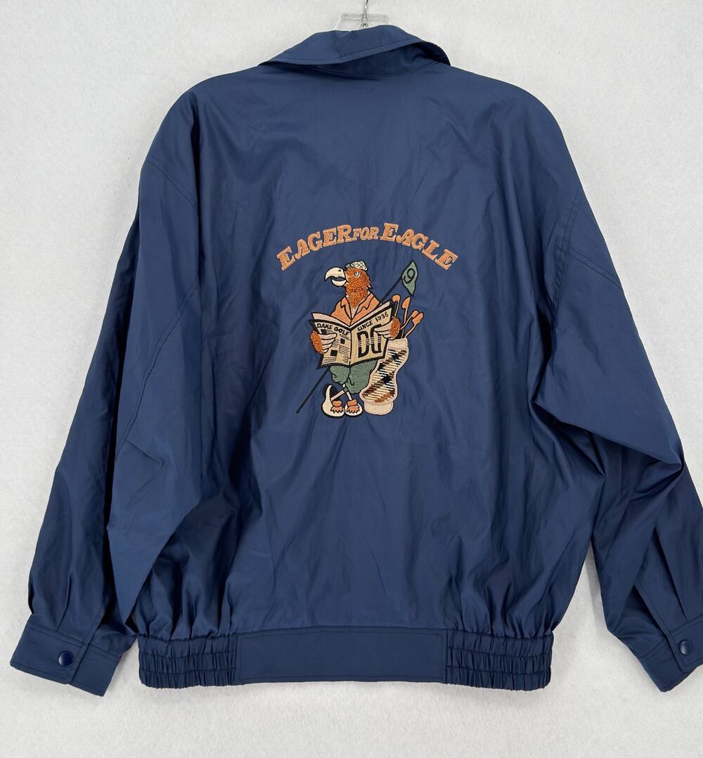 Vintage DAKS London Eager For Eagle Embroidered Golf Windbreaker Jacket Sz L